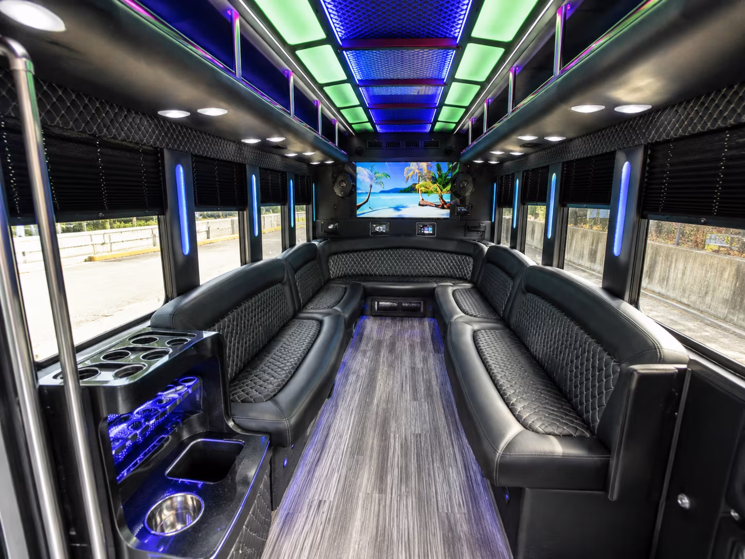 gilroy 18 passenger party bus inside