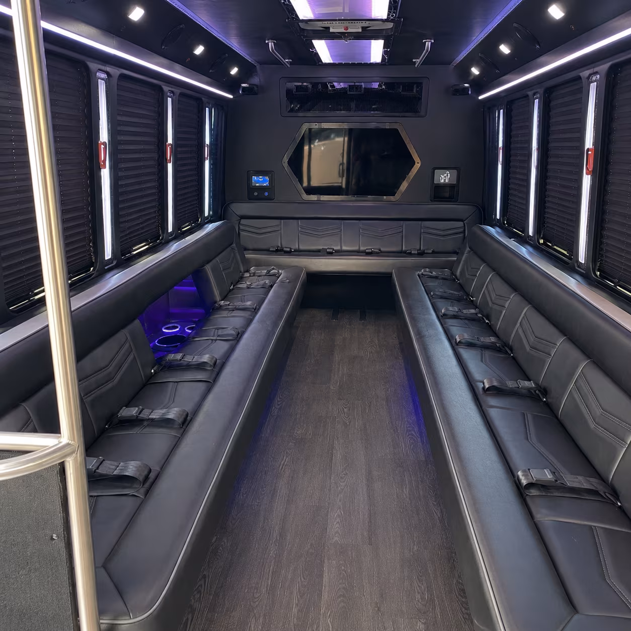 gilroy 18 passenger party bus interior