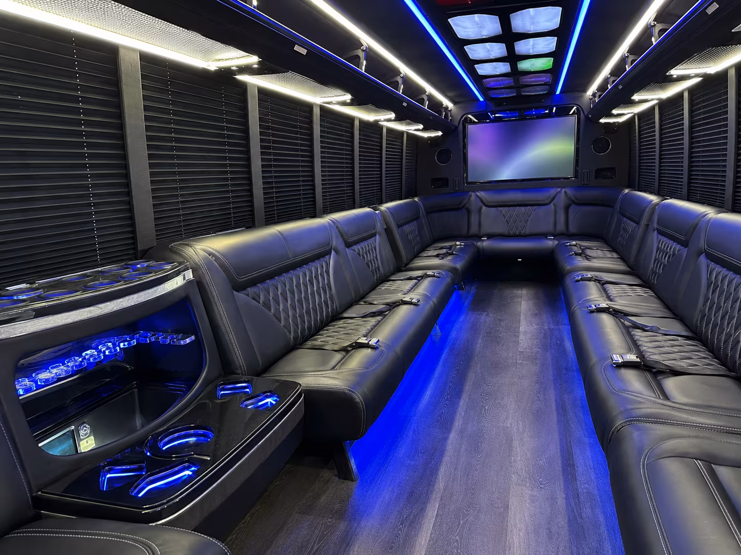 gilroy 20 passenger party bus inside