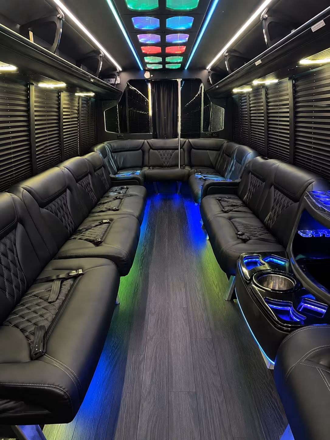gilroy 20 passenger party bus interior