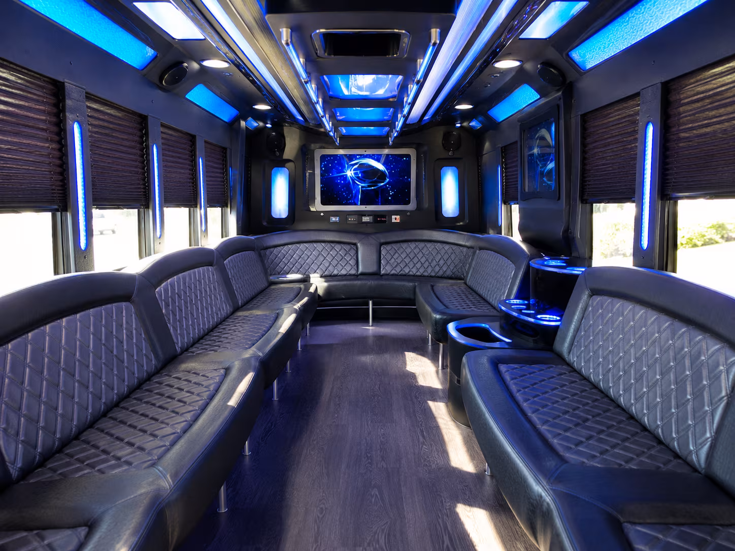 gilroy 28 passenger party bus inside