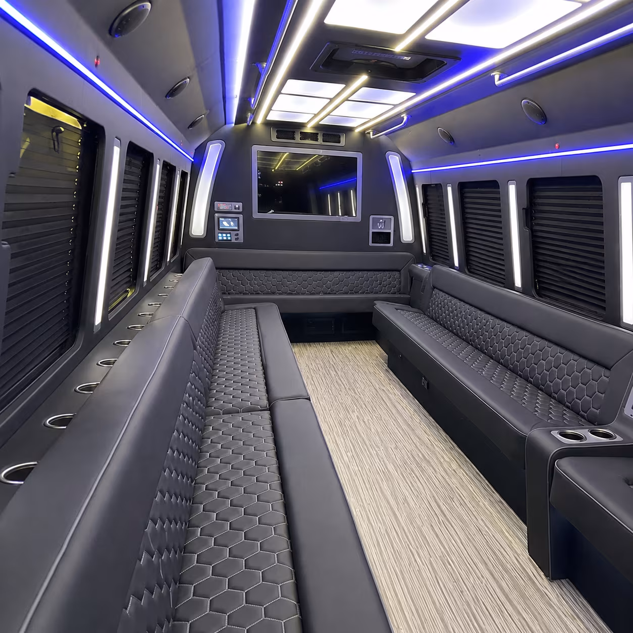gilroy 40 passenger party bus inside