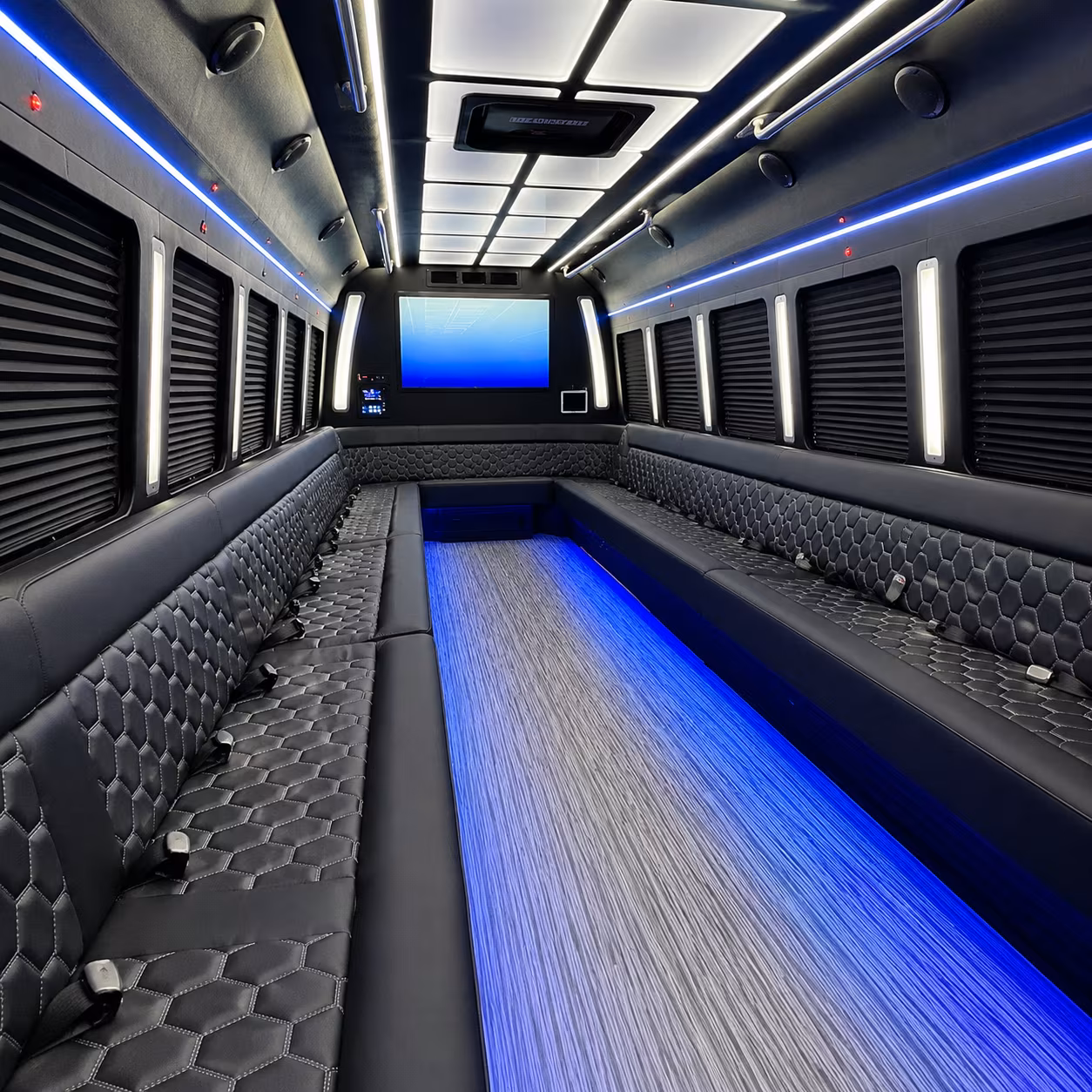 gilroy 50 passenger party bus inside